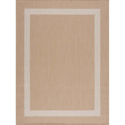 CAMILSON Outdoor Rug 8x10, Modern Outside Rugs for Patios Porches Waterproof Durable Washable Non-Shedding, Easy-to-Clean Indoor Outdoor Area Carpet (8 x 10, Bordered - Beige/White)