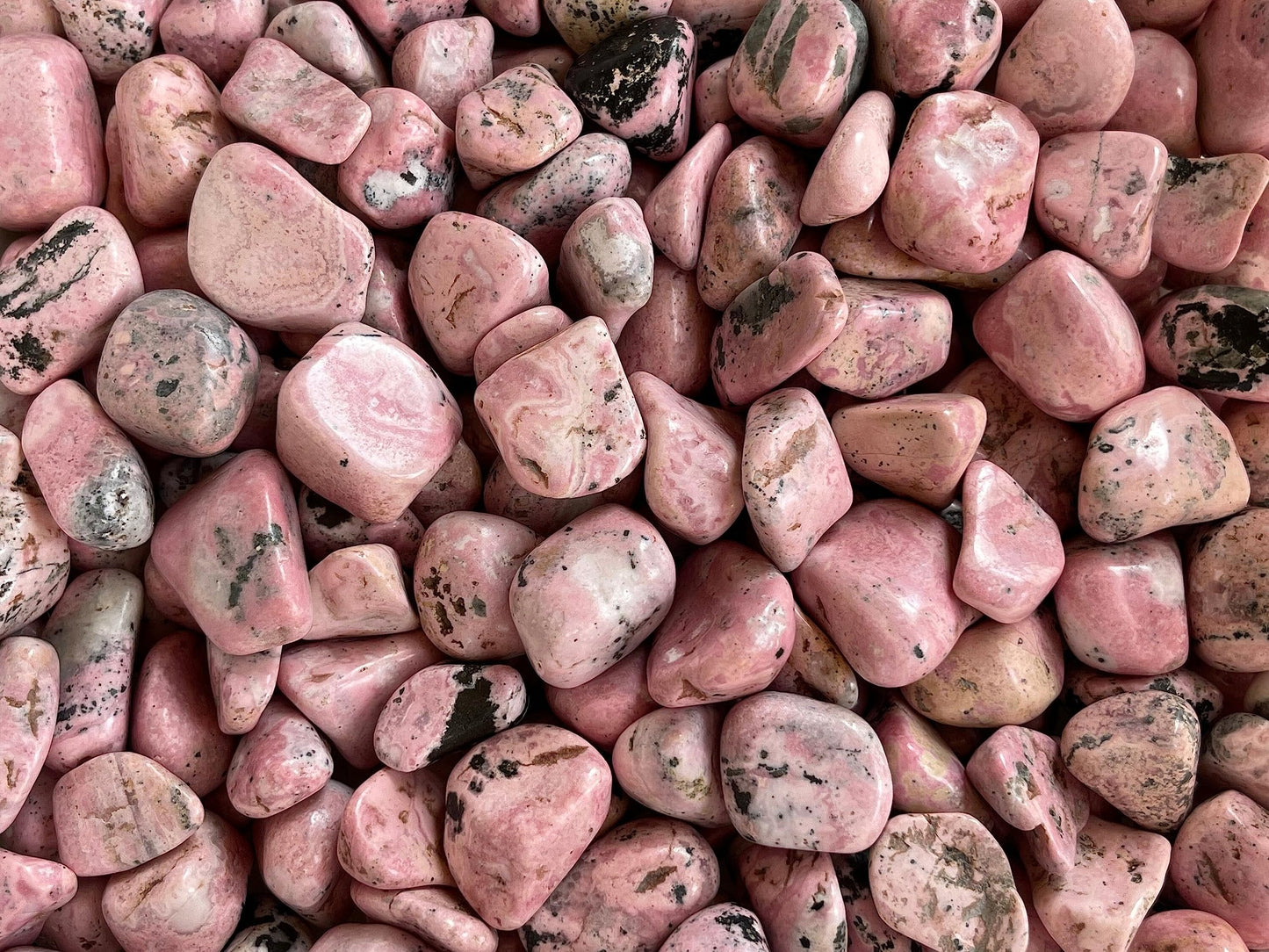 WHOLESALE Rhodonite Tumbled Stones, Polished Rhodonite Gemstone, Rhodonite Polished Rocks (Rhodonite, 0.25 Pound)
