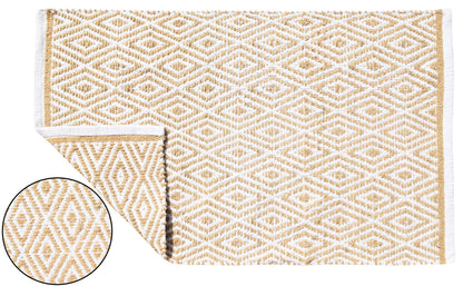 Ramanta Home 100% Cotton Diamond Handwoven Reversible Rug 21x34 Inch– Linen Soft Washable Area Rug for Bathroom, Kitchen, Bedroom, Entryway | Durable Lightweight Handmade Accent Floor Mat | Boho Décor