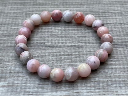GAF TREASURES Pink Opal Crystal Bead Bracelet 8mm, Genuine Pink Opal Stretch Gemstone Bracelet, Healing Crystal Bracelet, Gift for Men & Women (1)