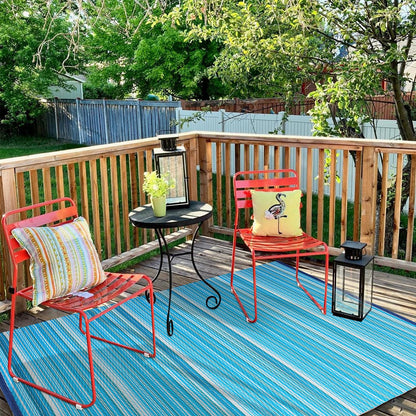 Wefavor Outdoor/Indoor Rug Plastic Straw Rug Waterproof Portable Outdoor Mat, Easy to Clean and Fold, Perfect for Garden, Patio, Picnic, Decking-（Blue，6x9Ft）