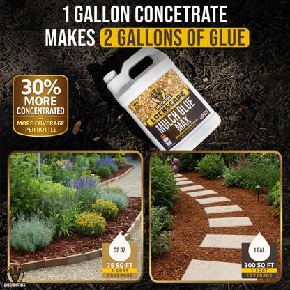 PetraMax Lockscape Mulch Glue for Landscaping Rocks Max Concentrate, Weed Barrier - Non-Toxic Pea Gravel Binder, Mulch & Rock Glue for Landscaping, Landscape Rock & Gravel Stabilizer - (1 Gal)
