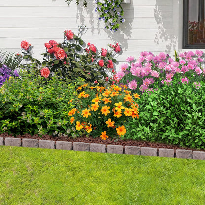 Landscape Edging Faux Stone Garden Edging Border,17FT x 2.75 in Tall Decorative Stone-Look Garden Border for Flower Bed Edging,Lawn,Landscaped Yard,Trees and Gardens,with Anchoring Spikes,Brown