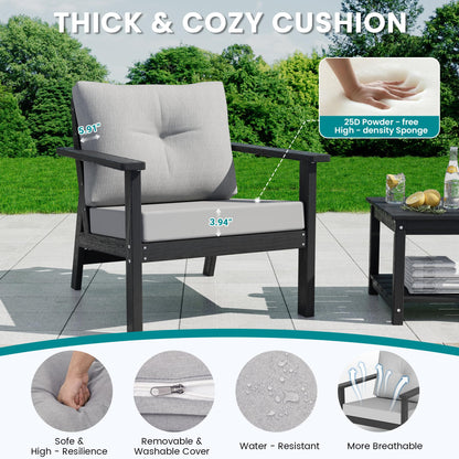 PamapicLife 7-Piece HDPE Patio Furniture Set, Outdoor Sectional Sofa Set,All Weather Outdoor Couch with Dust-Free Cushions, Durable Patio Conversation Sets for Balcony, Porch, Black