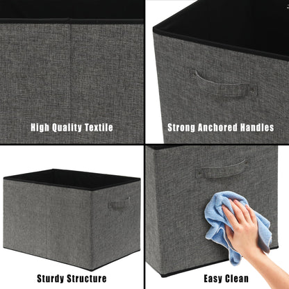 Simple Houseware 15 x 13 Inch Collapsible Fabric Storage Bin with Handles, 2 Pack, Dark Gray