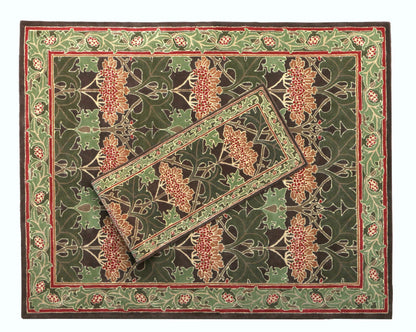 Blackamoor Rugs Handmade Area Rug Vintage Floral Pattern Green Red Brown - Without Duty and tariffs- Cecil Green (2'x2')