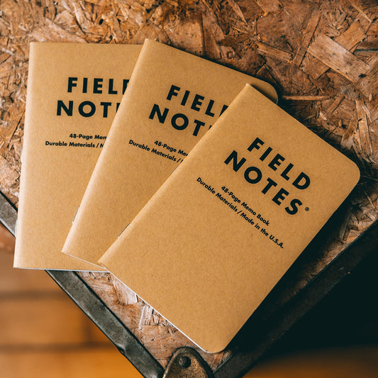 Field Notes: Original Kraft 3-Pack - Mixed Paper (1 Graph/Grid, 1 Ruled/Lined, 1 Plain/Blank) Memo Books - 48 Page Pocket Notebooks - 3.5" x 5.5"