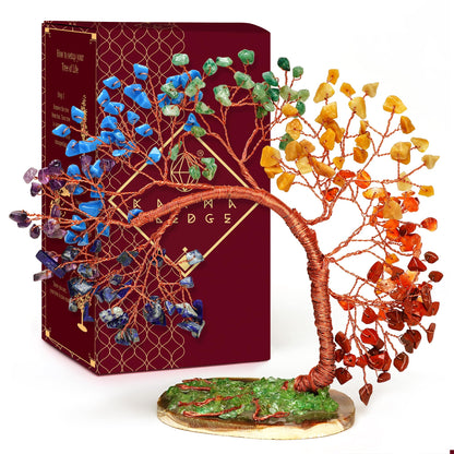 7 Chakra Tree of Life for Home, Office, Room, Wall Decor to Bring Money & Good Luck, Handmade Healing Crystal Tree Gifts for Women, Men, Mom & Dad, Unique Gifts for Birthday & Anniversary