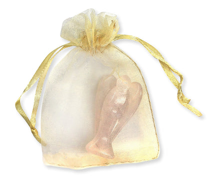 Earth Therapy Pocket Guardian Angel with Serenity Prayer Card - Pink Healing Stone Figurine - Rose Quartz