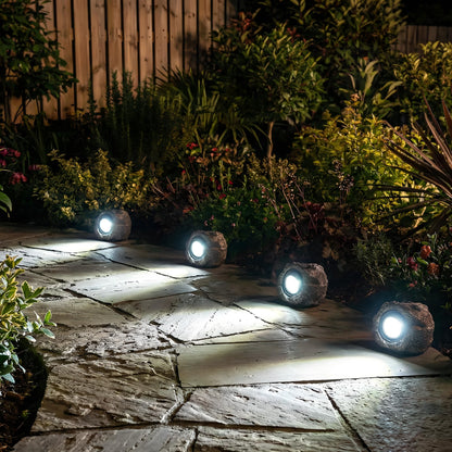 Solar Rock Lights Outdoor – 2 Pack Waterproof LED Landscape Garden Spotlights, Realistic Stone Design, Wireless Solar Powered Pathway Lights for Yard, Walkway, Patio & Lawn Decoration (Auto On/Off)