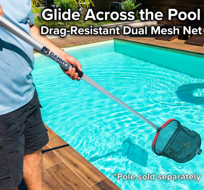 Aluminum Frame Pool Net - Deep Bag Pool Net for Leaves // Heavy Duty Pool Net for Inground & Above Ground Pools // Swimming Pool Leaf Rake - Liner Safe Protective Rubber Edge Pool Cleaning Skimmer Net