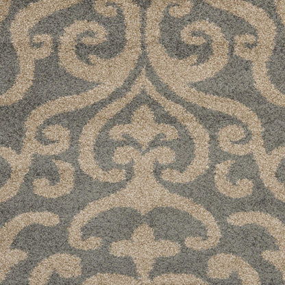 SAFAVIEH Florida Shag Collection Area Rug - 5'3" x 7'6", Grey & Beige, Damask Design, Non-Shedding & Easy Care, 1.2-inch Thick Ideal for High Traffic Areas in Living Room, Bedroom (SG462-8013)