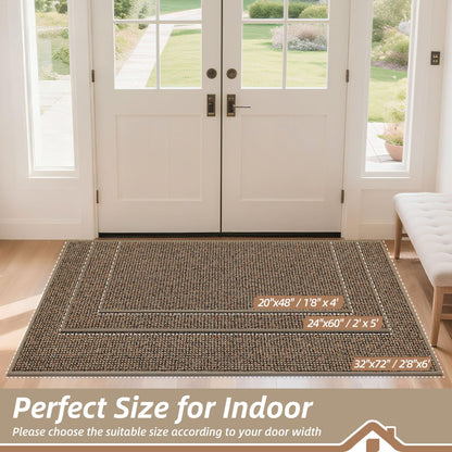 BEQHAUSE Dirt Trapper Door Mat 32" x 72", Non-Slip Washable Doormats Entrance Mat, Dirt Resistant and Absorbent Welcome Mat, Low Profile Floor Mats for Front Back Door and Entryway, Beige