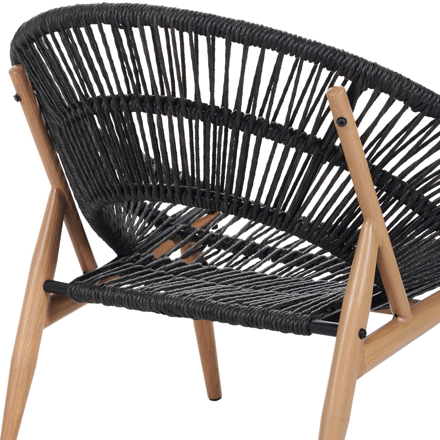 Merax Outdoor Wicker Papasan Chair Set of 2, Rattan Patio Papasan Egg Lounge Chair with Cozy Cushion, Low Seat Round Chair for Backyard Balcony Garden Poolside, All-Weather, Easy Assembly, Grey