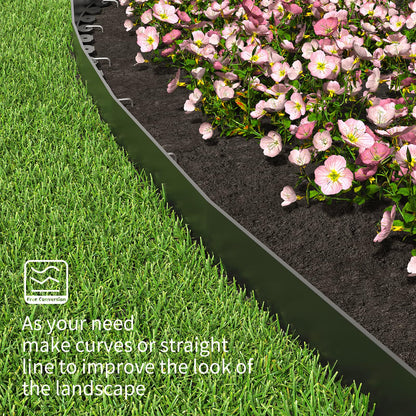 Landscape Edging 4 Inch Tall 20FT with 30Pcs Metal Spikes, Plastic Garden Edging Border Landscape Edging Border Lawn Edging for Landscaping, Flower Bed, Yard