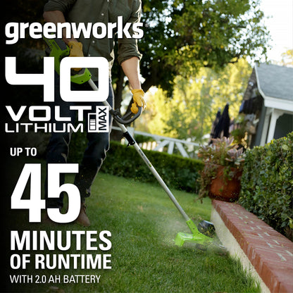 Greenworks 40V 12" Cordless String Trimmer, 0.065" Dual Line with Auto Feed, Variable Speed, Lightweight Weed Eater, 3-Year Warranty