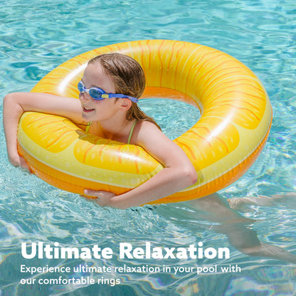 Sloosh 4 Pack Inflatable Pool Floats Fruit Tube Rings, Fruit Swim Tubes, Pool Floaties Toys, Beach Swimming Party Toys for Kids and Adults (Fruit)