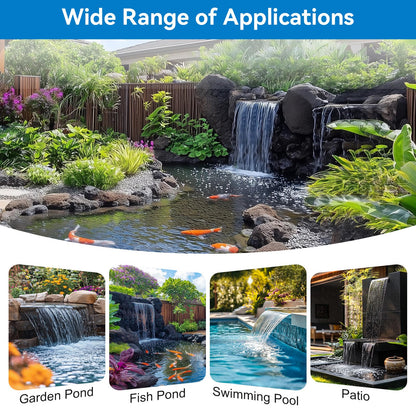 POPOSOAP Pond Waterfall Spillway with Pump Kit, 304 Stainless Steel Pond Pond Waterfall Box with 9.8FT Corrugated, Pond Spillway Tubing with 40W 660GPH Pump for Waterfall System Garden Decor