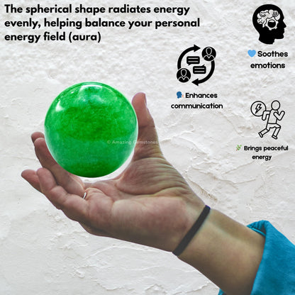 Amazing Gemstone Green Strawberry Quartz Crystal Ball with Stand - 2 Inches Crystal Sphere Meditation Balls for Witchcraft and Decorative Balls