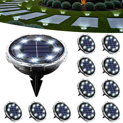 SOLPEX Solar Ground Lights 12 Pack, Solar Pathway Lights Outdoor Waterproof, Landscape Lighting for Garden, Walkway, Driveway, Yard, Deck, Patio, Swimming Pool (Cool White)