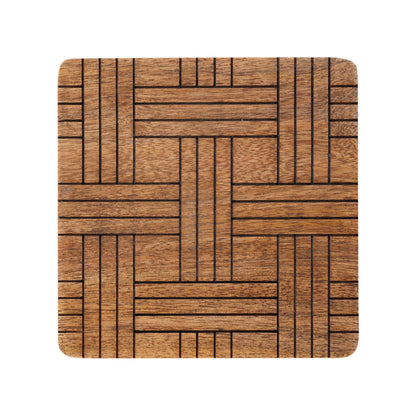 Set of 6 Wood Coasters - Natural Mango Wooden Coasters for Drinks, Beverages, Wine Glasses & Bar Glasses - Rustic & Durable Drink Coasters - Coaster Set for Home, Kitchen, Dining, Bar Decor