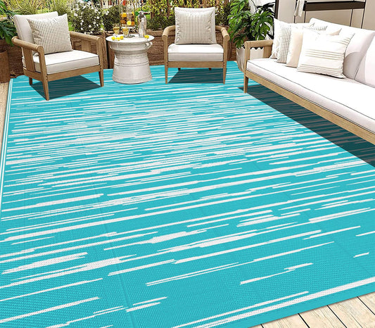 HEBE Outdoor Rug 9'x12' for Patios Clearance Waterproof Patio Mat Plastic Straw Rug Reversible RV Camping Tent Rug Outside Indoor Outdoor Area Rugs for RV,Deck,Beach,Balcony,Camper
