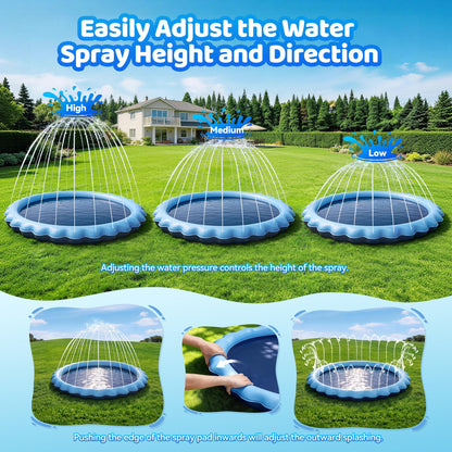 Meowant Splash pad for Kids and Pet, Not-Slip Sprinkler Play Mat for Dog and Children Summer Toys, Outdoor Backyard Toddler and Dog Pool 3-12 Years Boys & Girls 60"