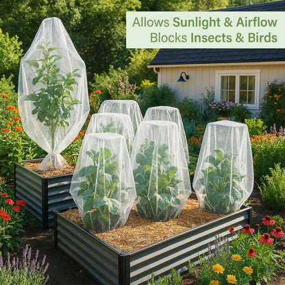 Fruit Tree Protection Bags 4x4.5 FT in 4 Pack | Multiple Size Garden Netting for Fruit & Vegetable Protection | White Plant Net Cover for Blueberry & Tomato | Bird & Insect Mesh Fabric Protector