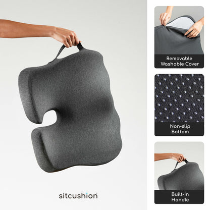 Extra Large Office Chair Cushion for Sciatica Pain Relief, Memory Foam Seat Cushion for Car Seat Pad, Orthopedic Pillow. Computer Chair Cushion for Tailbone Pain Relief All Day Comfort(Gray)