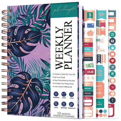 PLANBERRY Weekly Planner – Undated Life Organizer & Budget Planner – Time Management, Goal Setting, To-Do List, Work-Life Balance & Habit Tracker – 6.1″ x 8.1″ (Wild Purple)
