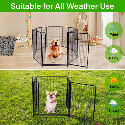 Getlay Tall Garden Fences and Borders for Dogs, 4.6ft High Dog Fence, 10 Panels Total 22.1Ft Long, Gate 21 inches Wide with Low Sills, Animal Barrier Fence, Metal Fence Panels, Flower Bed Fencing