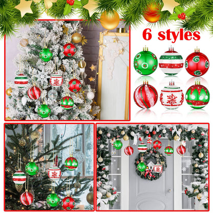 Hungdao 30 Pcs 2.36 Inches Shatterproof Christmas Tree Ball Ornaments Set, Plastic Red Green White Elf Glittering Xmas Hanging Bulbs Pendants for Christmas Tree Decoration Holiday Party Home Decor