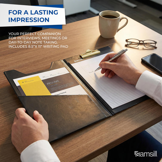Samsill Value Padfolio with Clipboard and Letter-Size Writing Pad, Black, 9.25 x 13 Inch