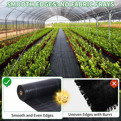 Kweetle 4FT X 328FT Garden Weed Barrier Landscape Fabric Heavy Duty Ultra Thick Premium Weeds Control Mat Ground Cover Weed Block Gardening Mat, 20 Ground Stakes Included