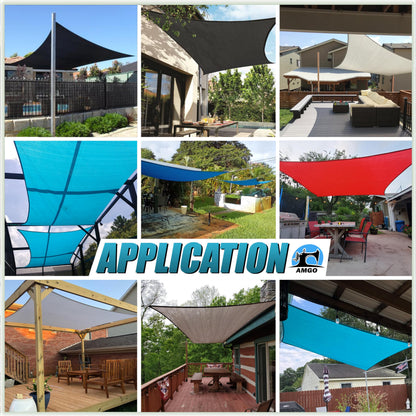 Amgo 10' x 13' Beige Rectangle Shade Sail, 95% UV Block Heavy Duty Sunshade, 200GSM HDPE Breathable Canopy for Patio Deck and Garden (Custom