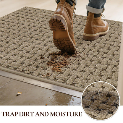 FLOORHUG Door Mat Indoor Entrance 24x36, Non-Slip Washable Doormats Entry Way Mats, Dirt Resistant and Absorbent Welcome Mat, Easy Clean Low-Profile Doormat, Front Door, Inside Entrance, Beige