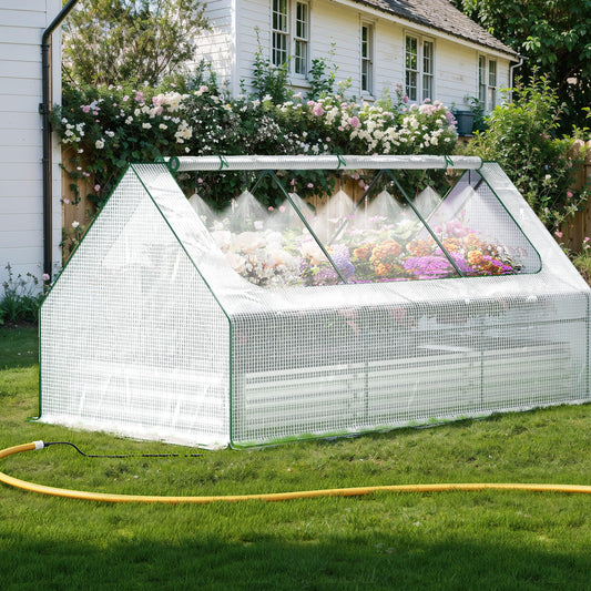 Lineware Raised Garden Bed with Self-Watering System, 8x4x1 ft Elevated Planter Boxes Outdoor with PE Cover, Galvanized Raised Beds for Gardening,Vegetables,Flowers, Backyard, Patio