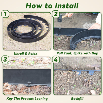 Gardzen Landscape Edging Kit, 40-Foot Long, 3-Inch Tall, No Dig Garden Edging Border for Flower Beds, Tree Rings, Pathways, Includes 40 Spikes