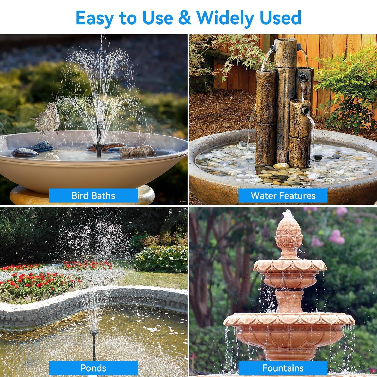 POPOSOAP Solar Pond Filter with Fountain Pump Kit, 8W Solar Water Fountain Pump, Solar Pond Pump for Outdoor Pond BirdBath Fountain Waterfall DIY Water Feature-P3081