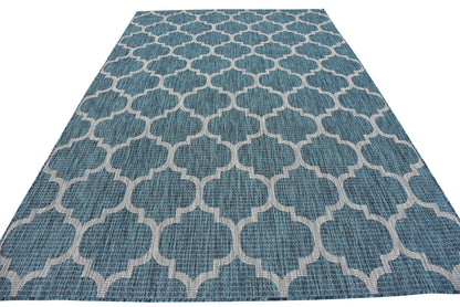 Unique Loom Outdoor Trellis Collection Area Rug (6' 1" x 9' Rectangle, Teal/ Gray)