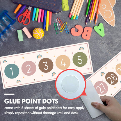 29 Pieces Number Line for Classroom Wall -20 to 120 Number Line Bulletin Board Border Boho Rainbow Classroom Decorations Math Posters for Teachers
