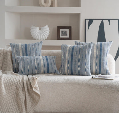 Cethom Boho Throw Pillow Covers 18x18 Inch Set of 2, Farmhouse Decorative Couch Pillow Cases, Blue Accent Pillows of Bed, Sofa Bedroom Living Room Home Decor Cushion Cover