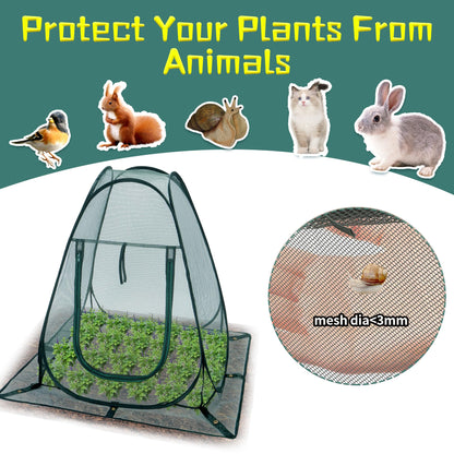 Homiton 2 Packs Pop up Garden Netting Cover Plant Guard Cover with 16 Stakes Bird Plant Tent Protector for Vegetables Fruits Flowers (2, 28 * 28 * 32 inch)