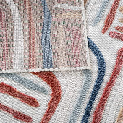CAMILSON Indoor Outdoor Rug, Multicolor 6x9 Geometric Arch Striped Area Rugs for Patio and Home Areas, Easy-Cleaning Non-Shedding Living Room, Garden and Deck Washable Outside Carpet (6 x 9)
