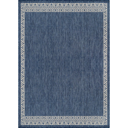 Washable Outdoor Rug 6x9 Modern Area Rugs Outdoor Carpets Bordered Pattern Non Shedding Waterproof Easy Clean Patio Deck Porch Living Room Bedroom Garden RV (6 X 9 Blue)