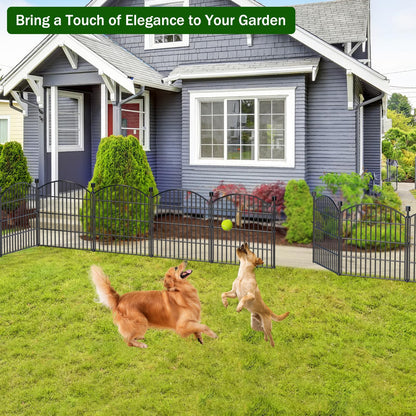 10 Panels No Dig Decorative Garden Fence with Gate - 24 in (H) x 20 ft (L) Dog Rabbits and Pets Fence Outdoor for Yard, Animal Barrier Tall Rustproof Metal Wire Fencing Border for Garden and Patio