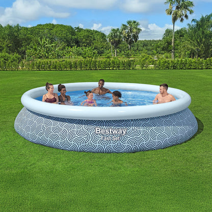 Bestway Fast Set 13' x 33" Round Inflatable Above Ground Swimming Pool Set, Outdoor Family Pool with Filter Pump, Rattan Print