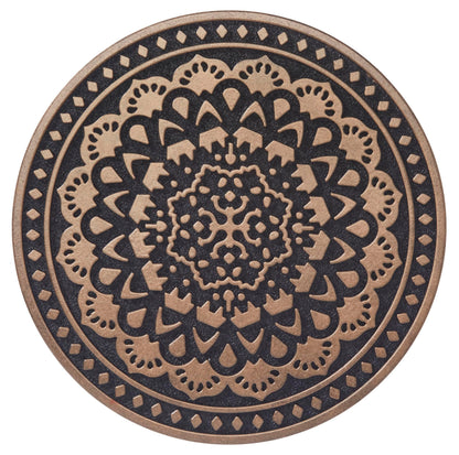 Home Furnishings By Larry Traverso HF by LT Deluxe Rubber Stepping Stone, Mandala Design, Heavy Duty 13"" All-Weather Garden Tile, Black with Antique Bronze Finish, Set of 3, TR0786