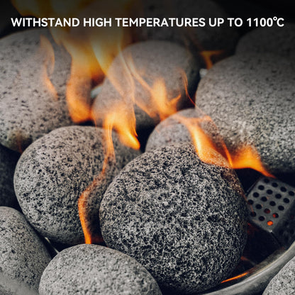 Skyflame 3-5 Inch Round Lava Rock Pebbles, 10 Pounds Black Natural Tumbled Stones for Indoor Outdoor Gas Fire Pit|Fireplaces|Garden Landscaping Decoration| Cultivation of Potted Plants