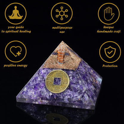 55mm orgone pyramid Amethyst protection crystals reiki supplies